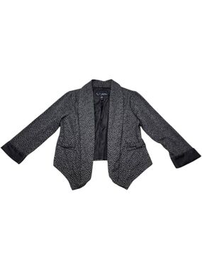 Daytrip Black Leopard Print Blazer Jacket Women's Size Small Adorned with Bows